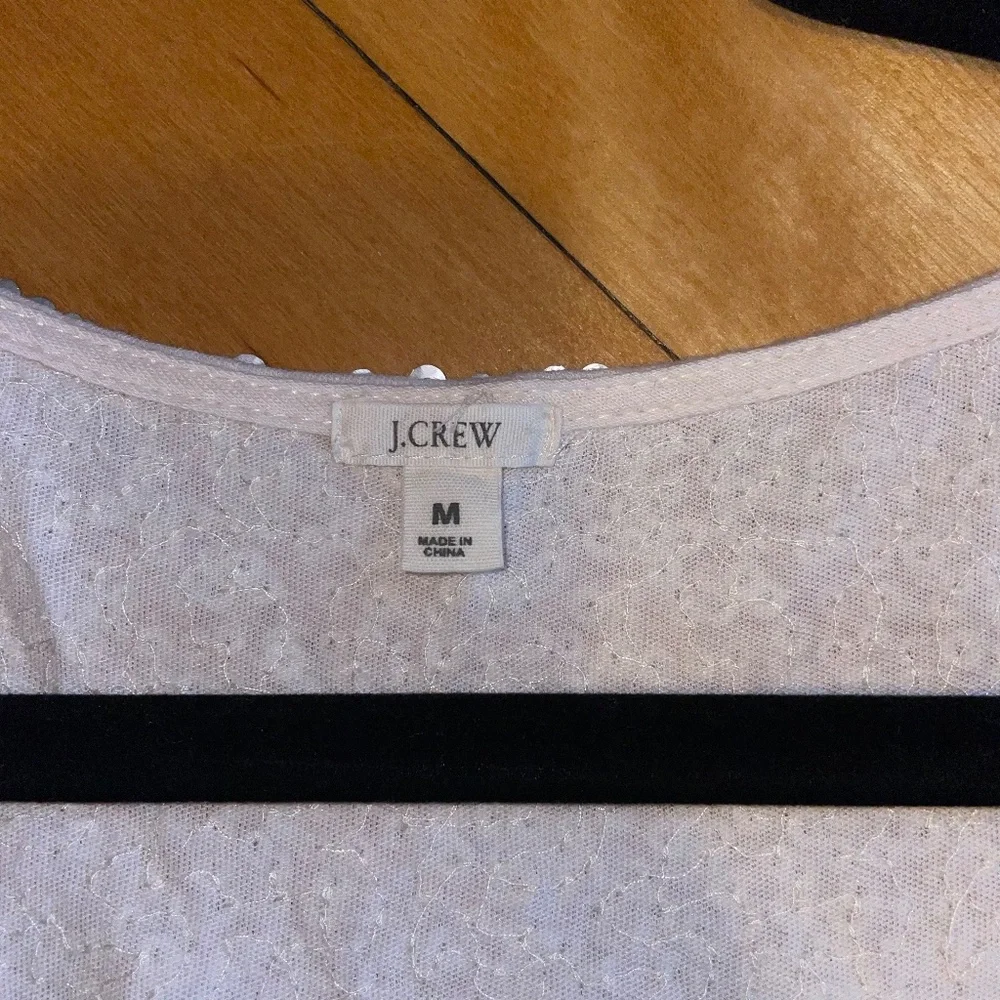 J. Crew Sequin Tank Top Sparkle Party Festive Linen Blend Silver Cream M…